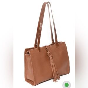 Carla Mancini Carmel Camel Leather Tote Hangbag